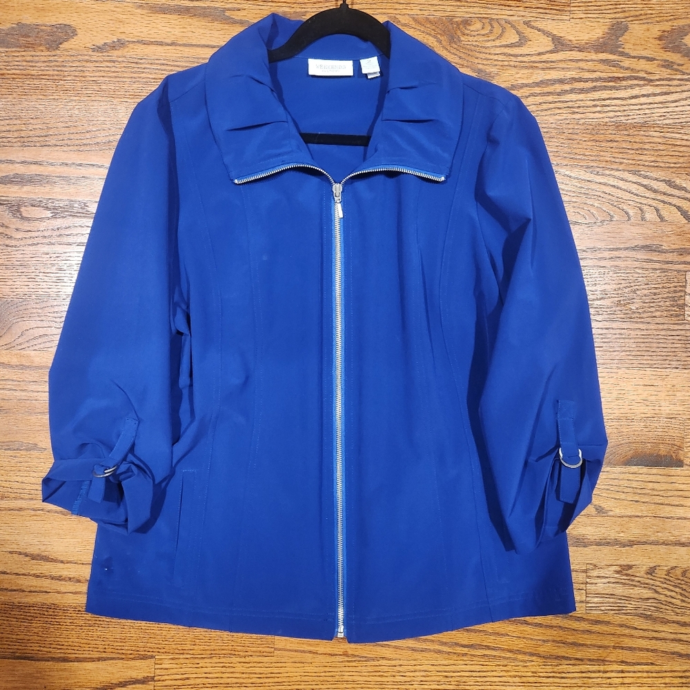 Chico's Blue Lightweight jacket Design zip front